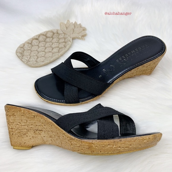 Italian Shoemakers Black Faux Cork Wedges! EUC! - Picture 7 of 7